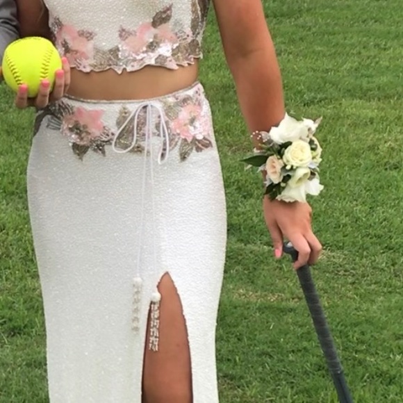 Beautiful prom dress. Worn once (4 hours). Beaded. Smoke free home. - Picture 5 of 10